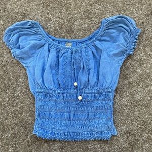 Blanco by nature blue peasant top